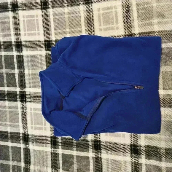 Lands' End, size Large, 100% cotton blue Fleece 1/4 zipper pullover - Picture 9 of 9